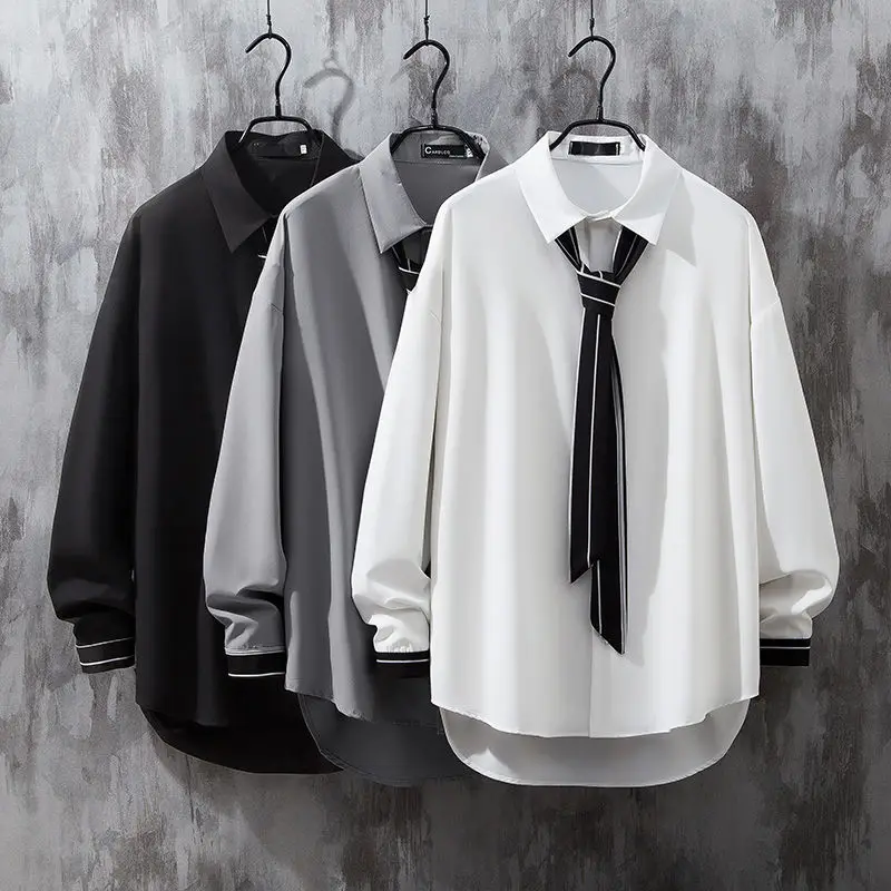 2025 New Spring Design Handsome Japanese Preppy Style Pants Suit Two pieces Solid Pants + Shirt Set Men