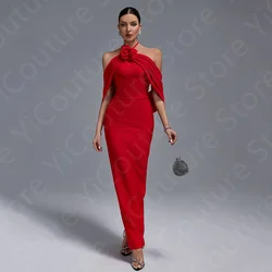 Customized Latest Red Prom Gowns Mermaid Evening Dresses Off Shoulder Birthday Party Dresses Back Slit Robe de Soiree Back Out