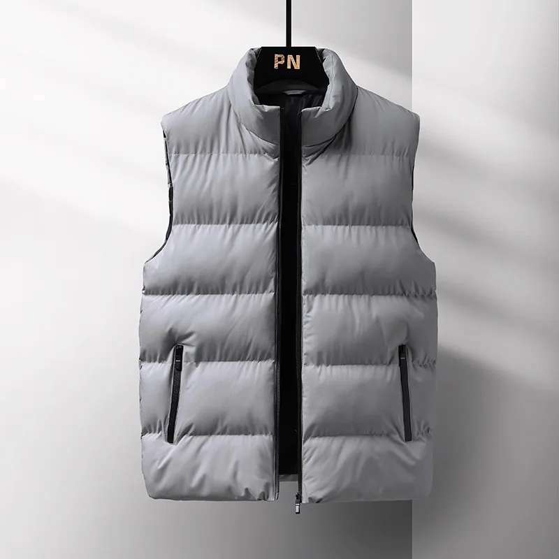 

down Cotton Vest Men's Autumn Winter Workwear Svel Sports Vest Jaet Thiened Stand Fit Youth Faion Zipper Closure