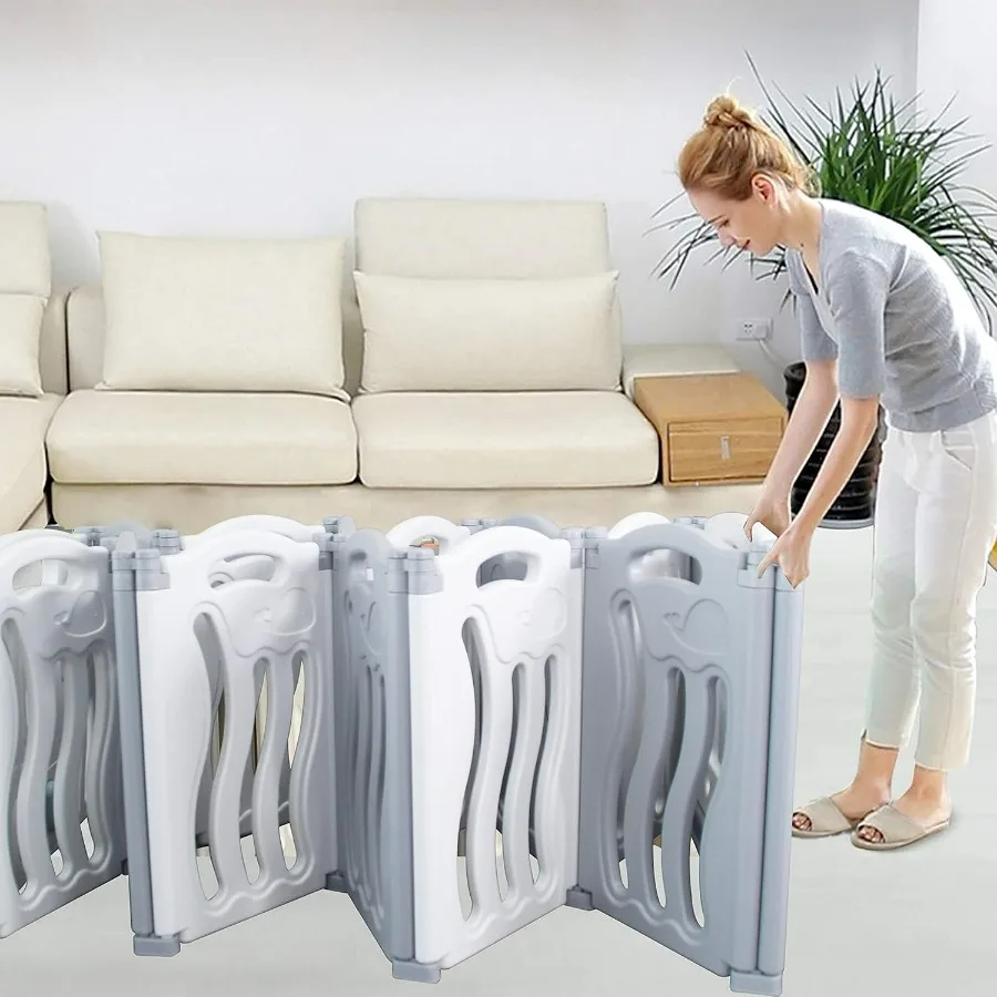 Box per bambini Centro attività Sicurezza Gioca Cortile Casa Interno Esterno Nuova penna 14 pannelli Bianco oceano