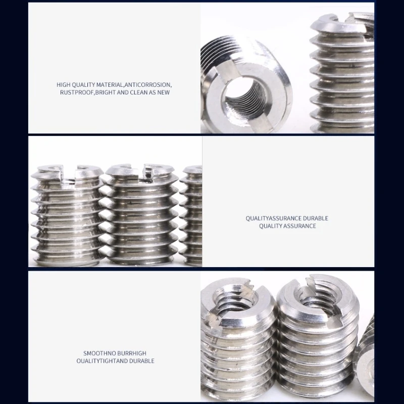 M2M2.5M3M4M5M6M8~M12 304 Stainless Steel Inside Outside Thread Adapter Screw Sheath Slotted Thread Insert Sleeve Conversion Nuts