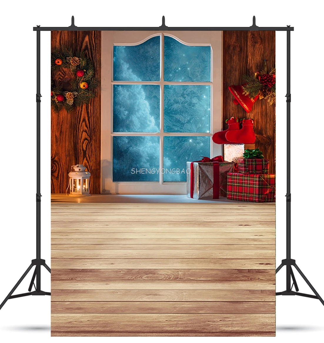Vinyl Christmas Day Photography Backdrops Snowman and Pine Trees Forest Garland Theme Photo Studio Background 321025 FSS-255