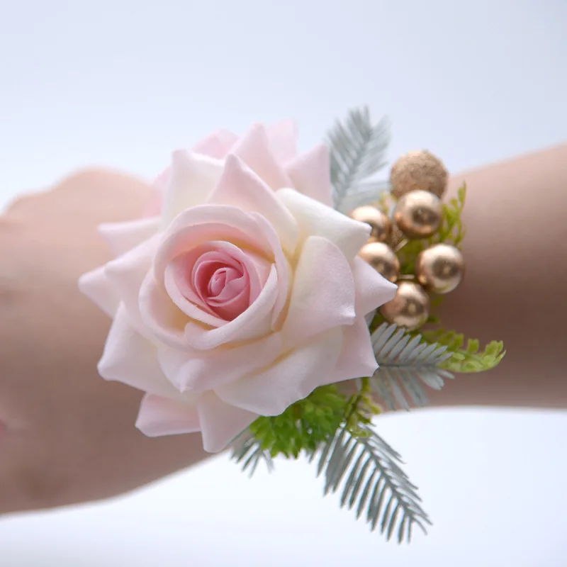 Kunstmatig Roze Roze Bloemen Pols Corsage Bruidsmeisje Huwelijk Bruiloft Accessoires Pols Bloem Voor Bruiloft