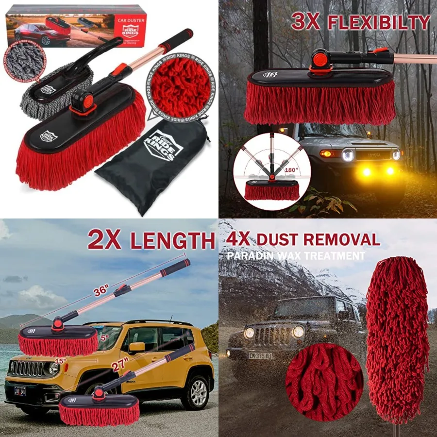 

Car Duster Exterior Scratch Free, Car Dust Brush with Extendable Telescoping Handle to Remove Dust Pollen, Duster for Car, Truc