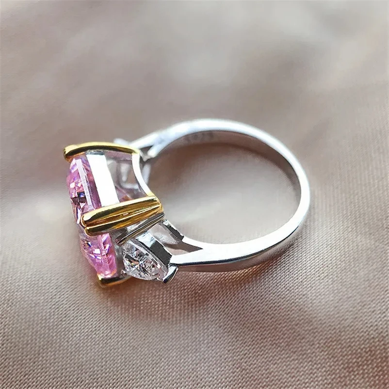 CC الفاخرة ساحة خواتم للنساء 9*9 مللي متر سوبر تألق زركونيا حجر فضي اللون مجوهرات الزفاف اكسسوارات CC1665