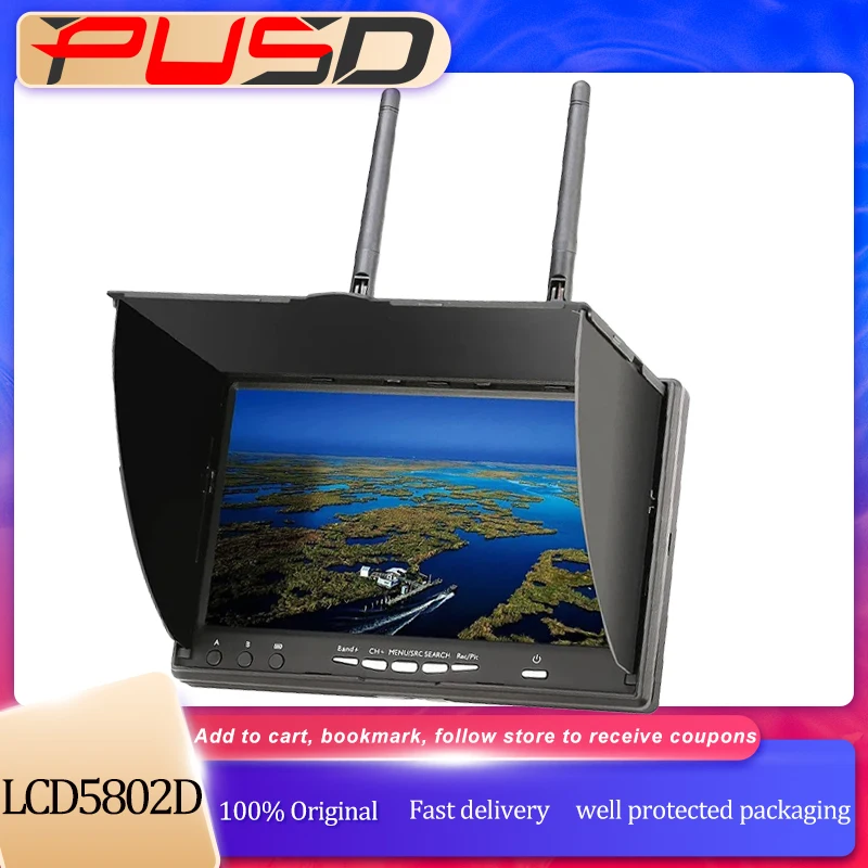 

7-дюймовый FPV-монитор LCD5802D с видеорегистратором — 5,8G 40-канальный двойной разнообразный приемник 800x480 для FPV-дрона