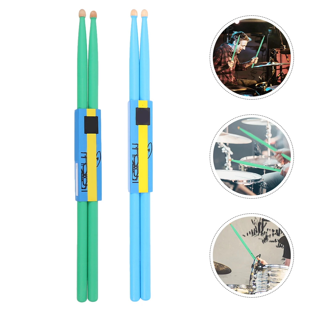 

2Pairs Wood Drumsticks Lightweight Well Polished Drum Practice Sticks for Electronic Drum Sets Percussion Drumsticks for Kids