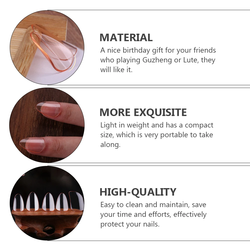 

5pcs Pipa Nails Smooth Edge Fake Fingertips Protective Covers For Guzheng Lute Practice Durable Lightweight String Instrument