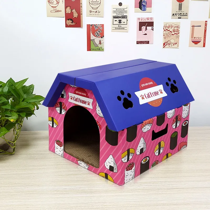 

Cat house, cat scratch board, original factory, large wear-resistant corrugated paper box, flat top cat tile house