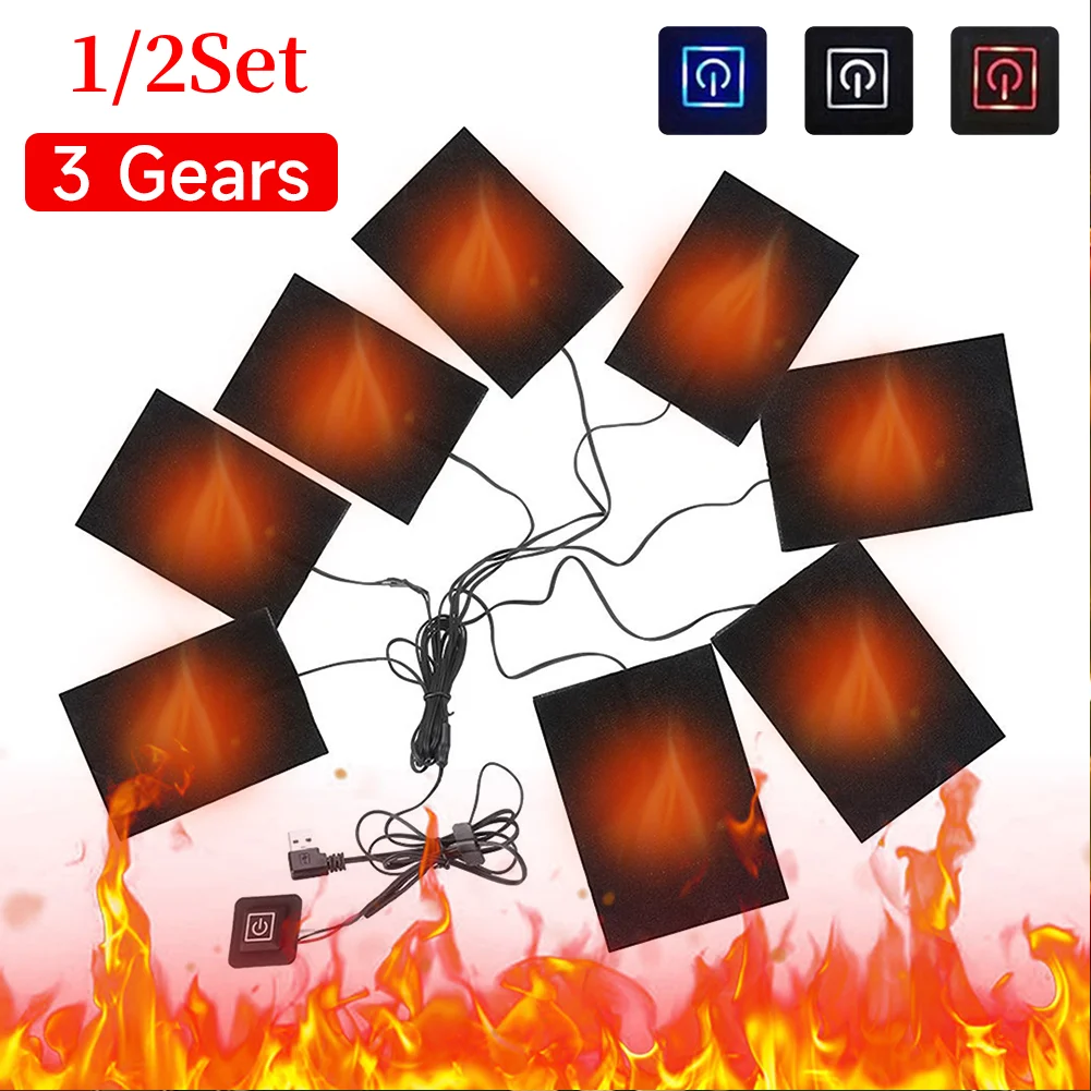 แผ่นทำความร้อนแบบเสื้อกั๊ก 3 ระดับ ใช้พอร์ต USB สำหรับเสื้อผ้าทำความร้อน DIY สำหรับกิจกรรมกลางแจ้ง ตั้งแคมป์ เดินป่า เล่นสกี ปั่นจักรยานในฤดูหนาว