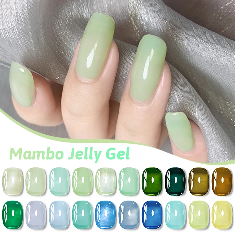 7ml verão venda quente hortelã mambo série azul verde geléia gel unha polonês 20 cores novo verão gelo transparente verniz gel