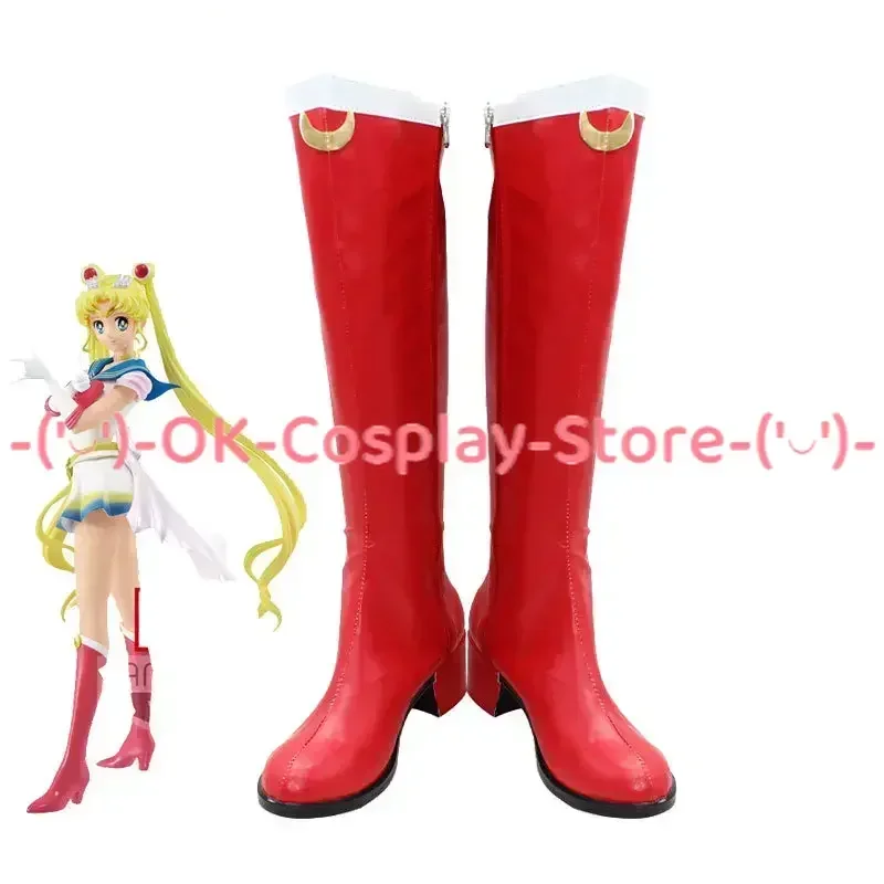 

[Customized] Tsukino Usagi Cosplay Shoes Anime Roleplay Props Halloween Carnival Holiday Party PU Leather Boots