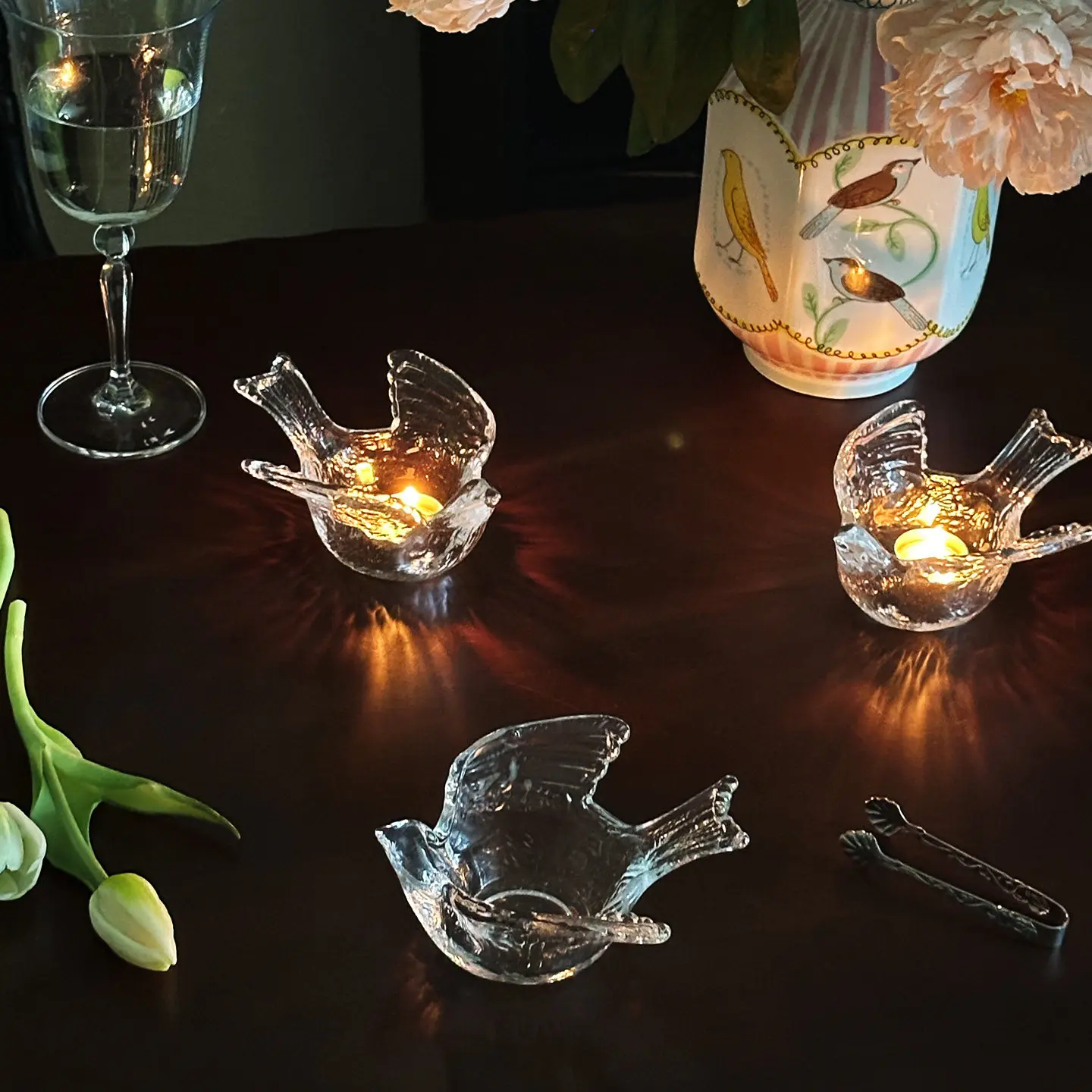 Exquisite Glass Bird Candlestick Atmosphere Retro Restaurant Candlelight Dinner Vintage Table Transparent Crystal Candle Holder