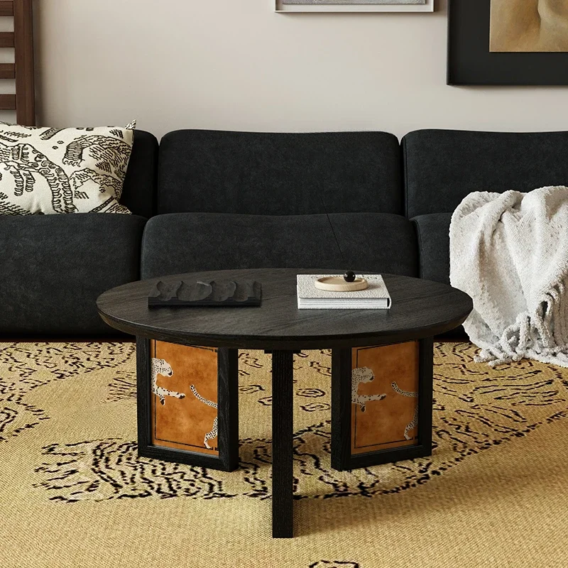 

Retro solid wood coffee table living room home removable