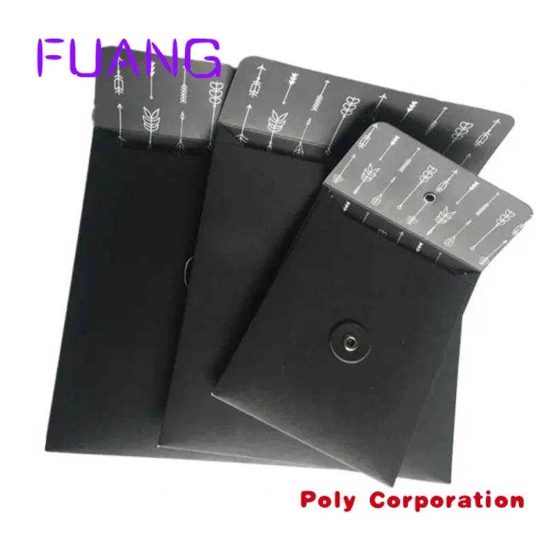 Custom  Custom logo print rigid self seal black thick cardboard mailing packaging envelopes