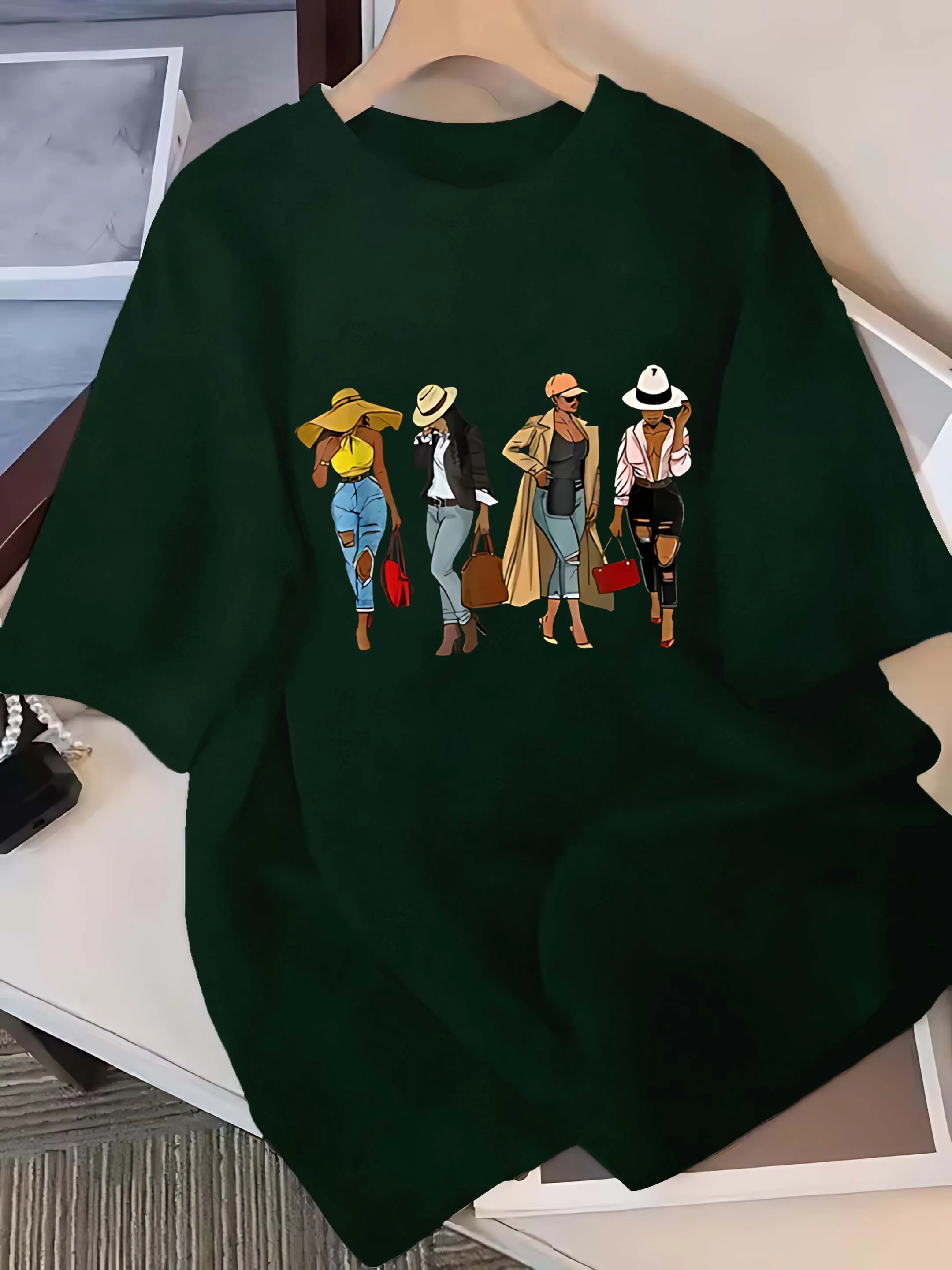 Plus - Size Six Colour Short - Sleeve Tee: Stylish Women’s Fashion Graphic