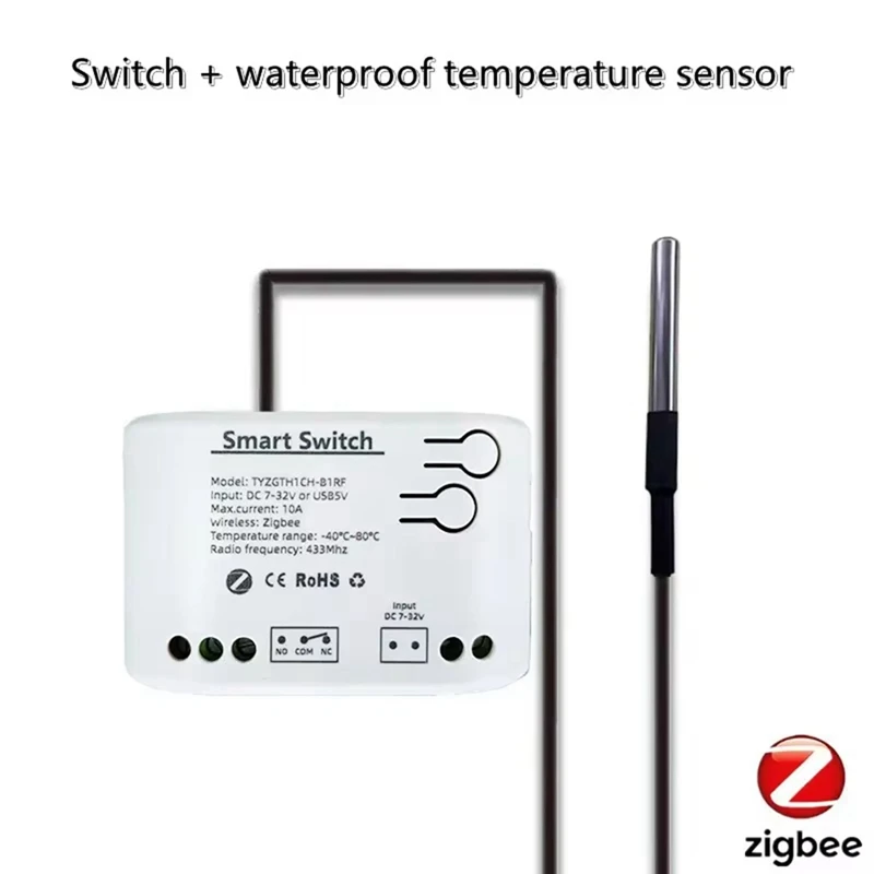 Tuya Smart Zigbee Switch With Temperature Sensor Passive Dry Contact Zigbee Relay Work With Home Assistant