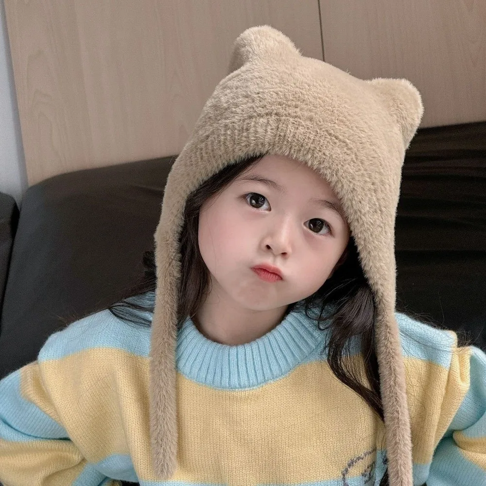 

Детская зимняя шапка с милыми медвежьими ушками, утолщенная морозостойкая шапка, мультяшная защита ушей, шапка с медвежьими ушками, детская шапка