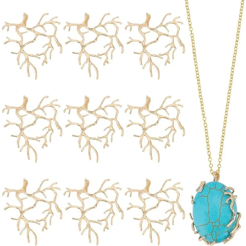 

10 Pcs Branch Shape Blanks Prong Pendant Settings Handmade Claw Pendant Tray Bezel Pendant Trays Metal Pendant for DIY Crafs Nec
