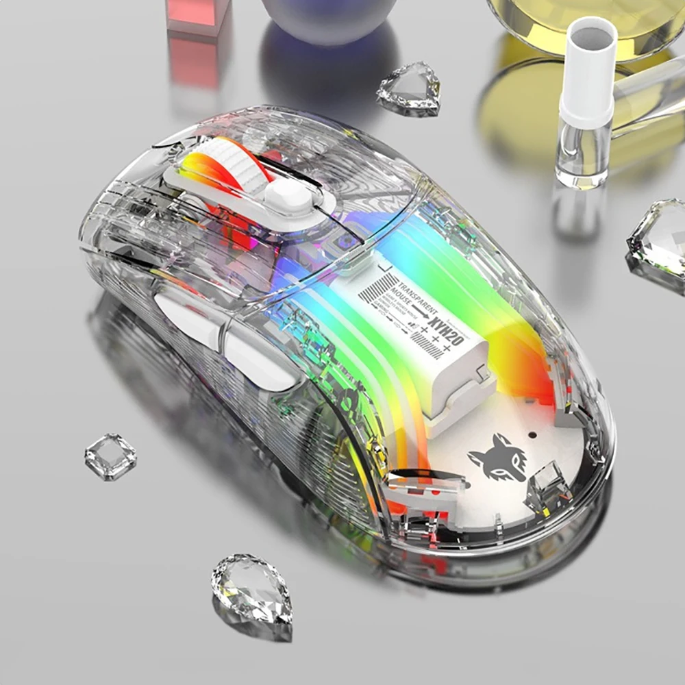 Mouse para jogos sem fio recarregável, RGB LED Backlit, Receptor USB, Fit para laptop, computador, 2.4G