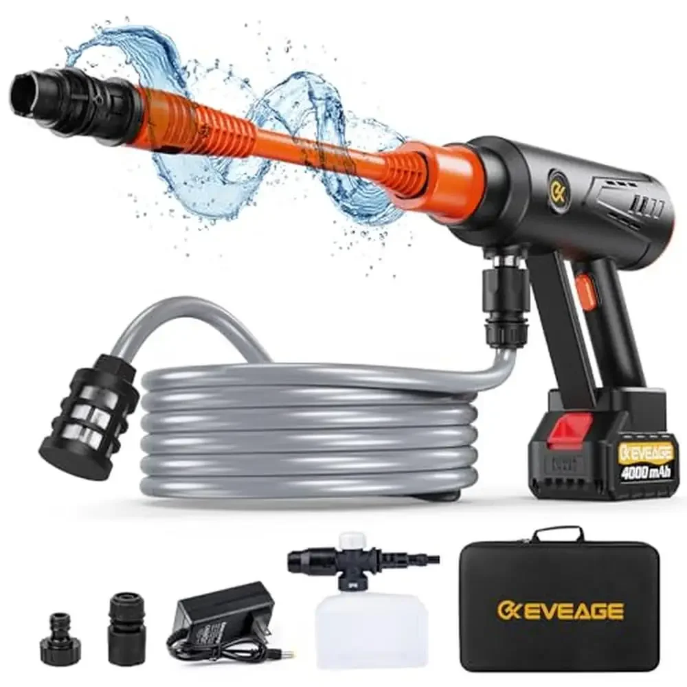 

Cordless Power Pressure Washer 1000PSI 2.5GPM LCD Display Brushless Motor Flexible Nozzles Waterproof Rechargeable Battery