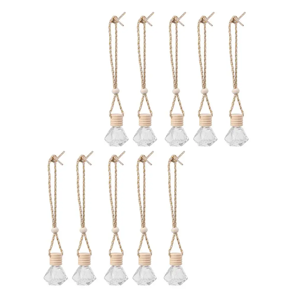 

10 Pcs Car Perfume Bottle Hanging Ornament Essential Oil Air Freshener Wooden Scent Diffuser Car Interior Accessories Travel