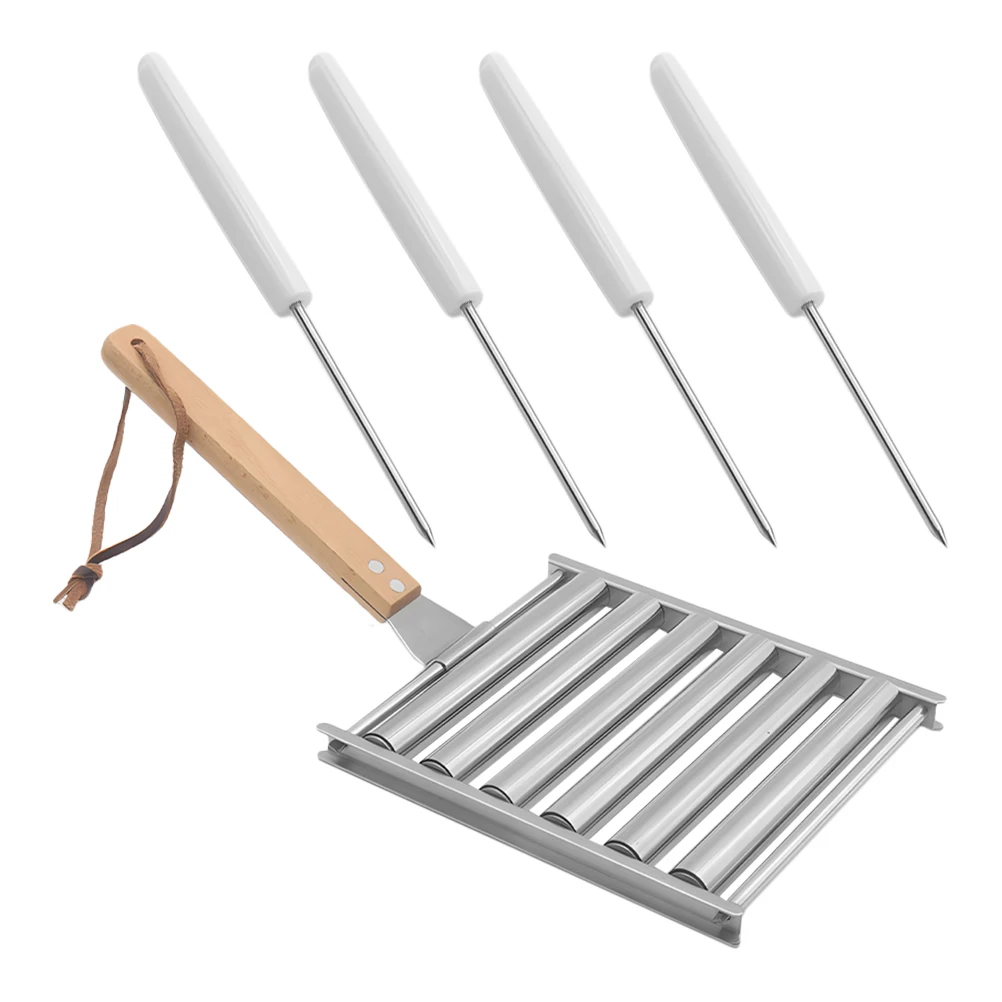 

1Set Stainless Steel Hot Dog Roller Bbq Grill Rack Detachable Sausage Roller Outdoor Portable Barbecue Stand Bbq Rack