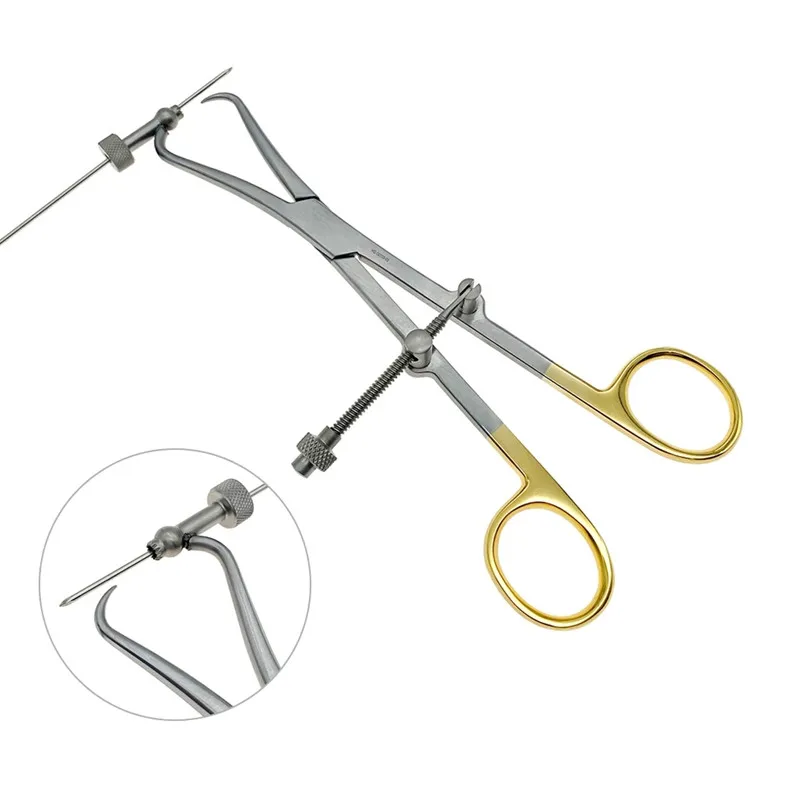 Spitze Reduzierzange mit Führungsloch Knochenreduzierungszange mit Führungsloch Kirschner Drahtnadel Führungsbohrer Orthopädisch