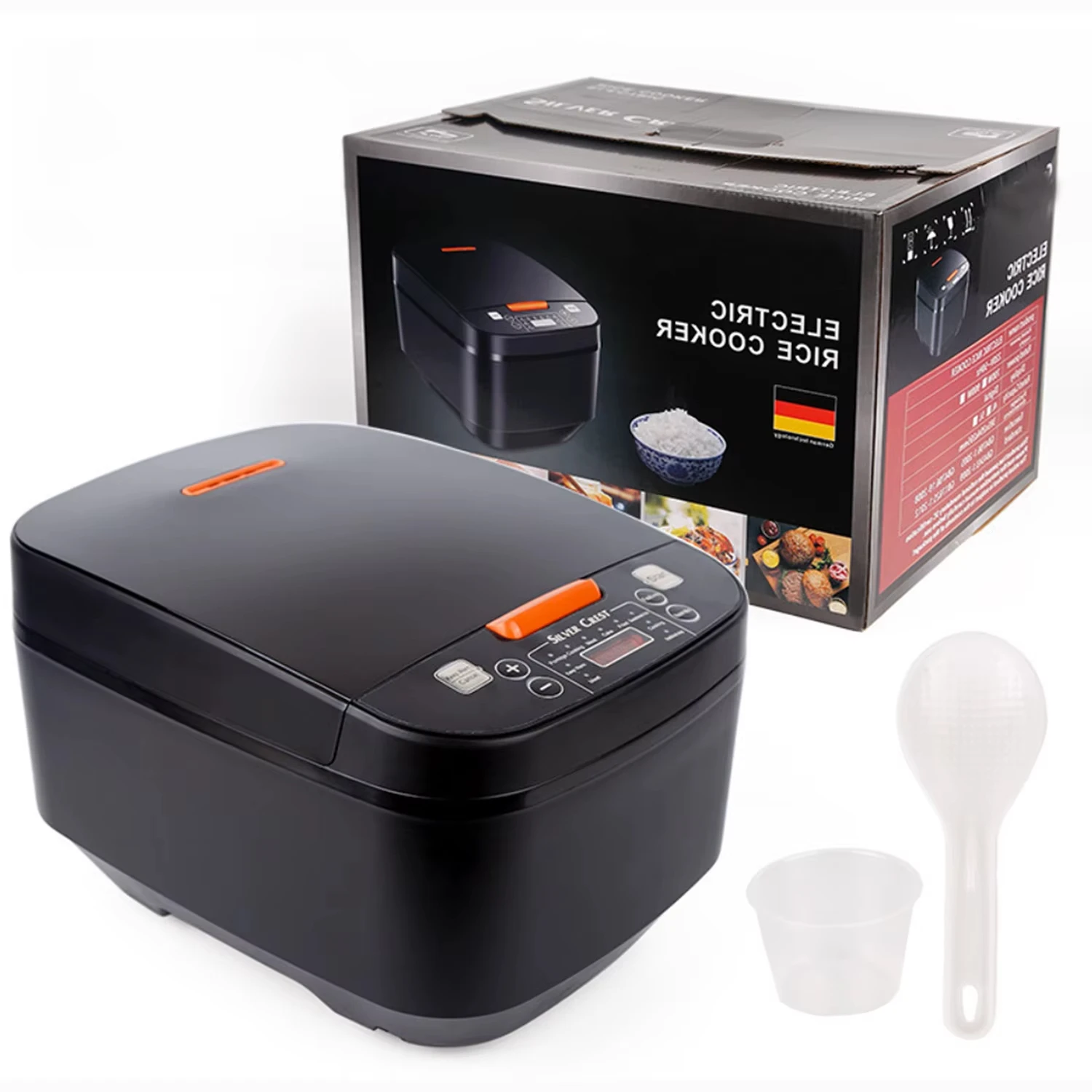 5L Automatic Smart Digital Touch LCD Rice Cooker Non-Stick Multifunctional Silver Crest Home Electric Indoor Outdoor Use Plastic