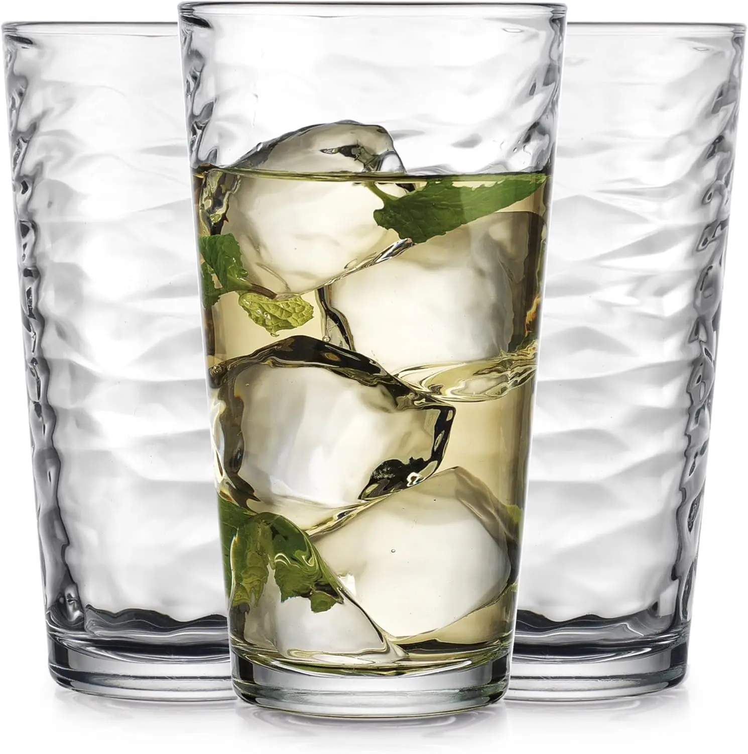 Set of 10 Highball Glass Cups, 17 Oz Cooler Glassware for Water, Juice, Cocktails, Iced Tea - Elegant Home and Bar Drinkware