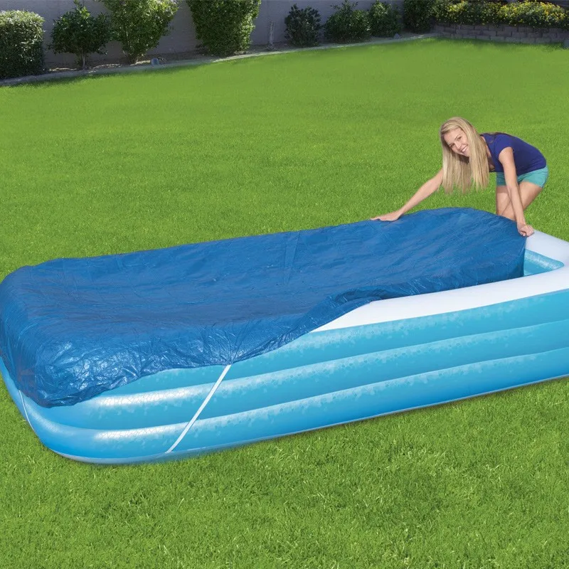 1 pçs piscina capa retangular solar verão à prova dwaterproof água piscina banheira filme quadro inflável grande piscina acessórios