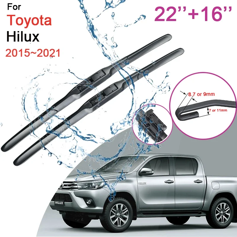 

Car Front Windshield Wiper Blades for Toyota Hilux 2015 2016 ~ 2021 Rubber Snow Scraping Frameless Silent Accessories Stickers