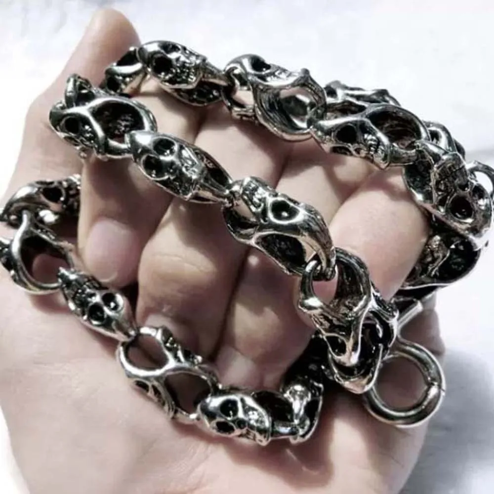 الجينز ديكور كول الجمجمة السراويل سلسلة قابل للتعديل الفضة الرجال الجينز سلسلة المفاتيح مجوهرات اكسسوارات الشرير سبيكة الخصر ديكور الطرف #2