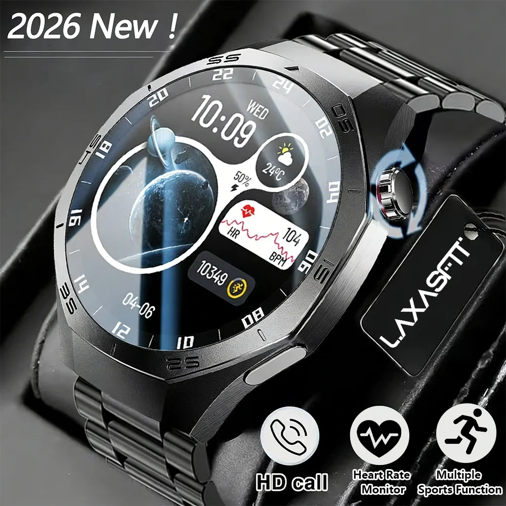 

Умные часы LAXASFIT 2026 для мужчин с пульсометром, Bluetooth-вызовами, множеством спортивных режимов, для фитнеса на открытом воздухе