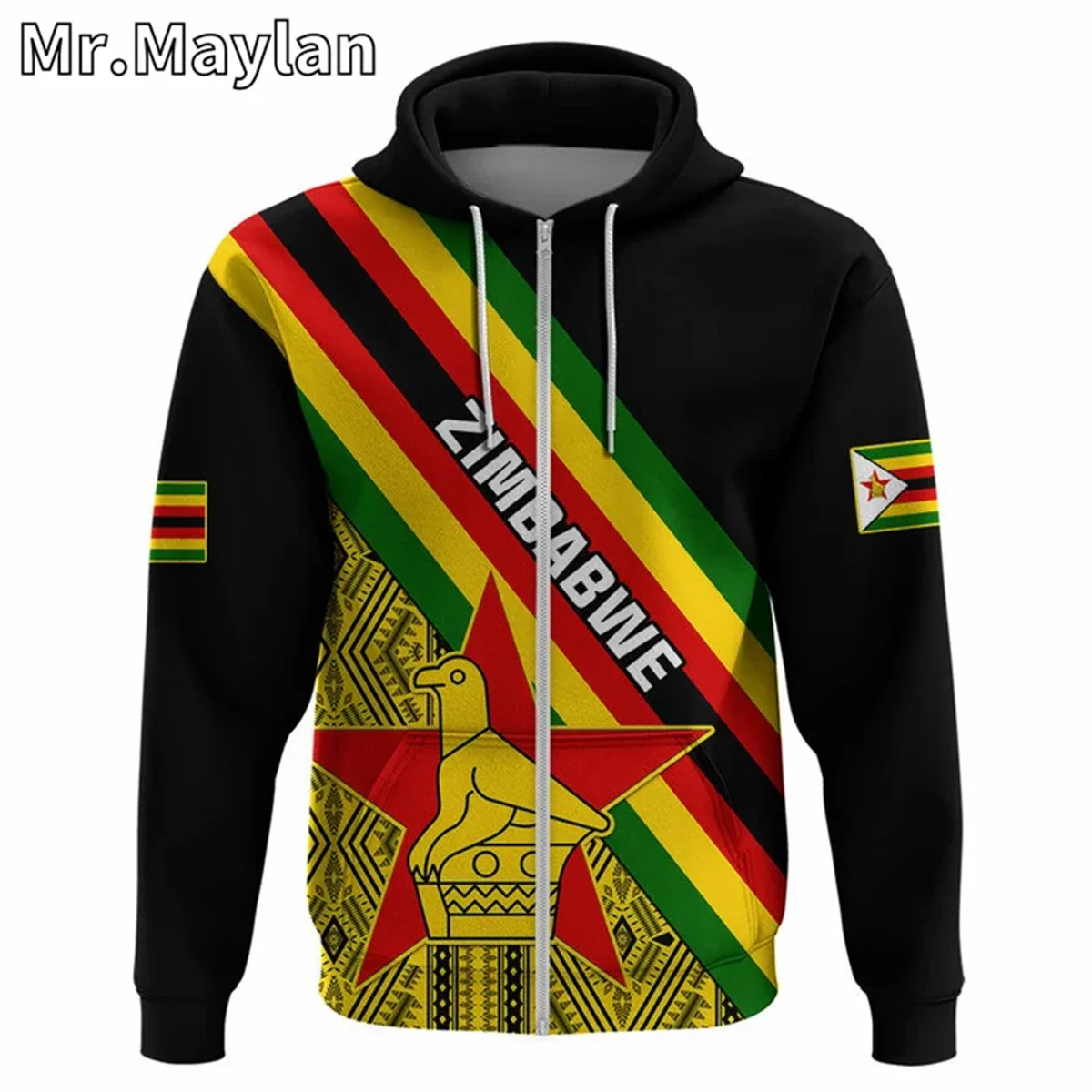 Felpa con cappuccio africana Country ZIMBABWE Flag felpe con cappuccio Unisex stampate in 3D uomo/donna Streetwear Zip Pullover giacca Casual tute JK-191