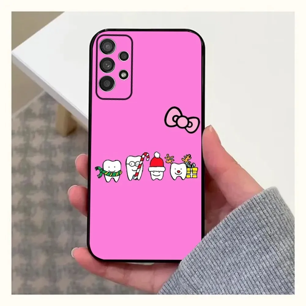 Teeth Tooth Cartoon Funny Phone Case For Samsung Galaxy A13,A21s,A22,A31,A32,A52,A53,A71,A80,A91 Soft Black Cover