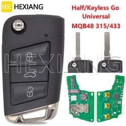 HE MQB48 Chip 315/433MHz Half Smart/Keyless Go Flip Car Remote Smart Key For VW Golf 7 MK7 Seat Tiguan Touran Polo Skoda