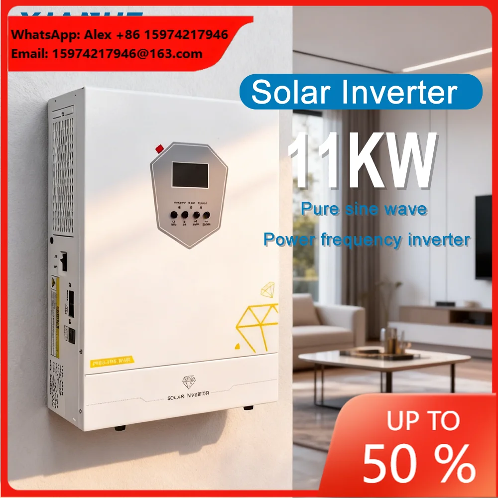 CE Certified 3.6kW 6.2kW 11kW Hybrid Solar Inverter Pure Sine Wave Lithium Battery Auto Restart Function