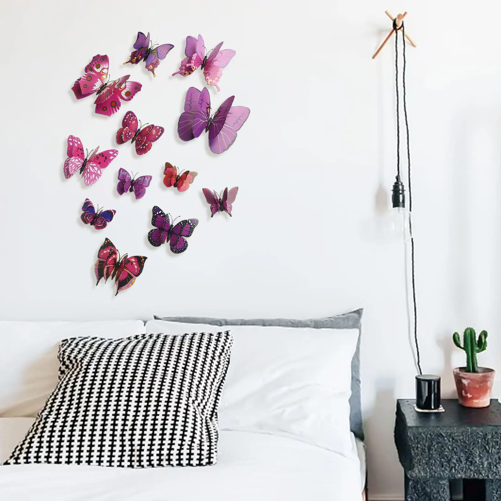 Bedroom Wall Stickers Home Decoration Stickers Wedding Marriage Room Purple Set Of 12 Pieces Environmentally Friendly Material