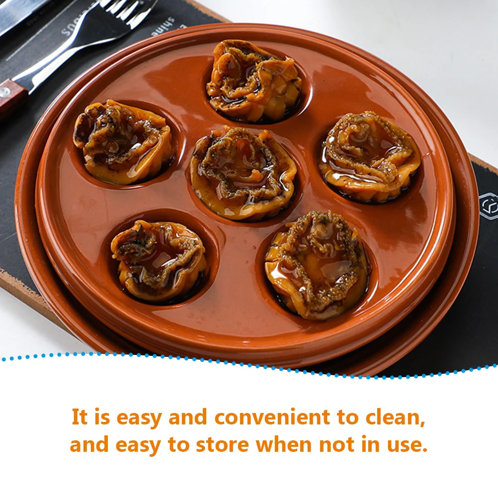 

1Set Snail Dish Tray Heavy Duty Ceramic Escargot Plate Modern Design Baking Dish for Kitchen Steamed Egg Seafood Serving Holder