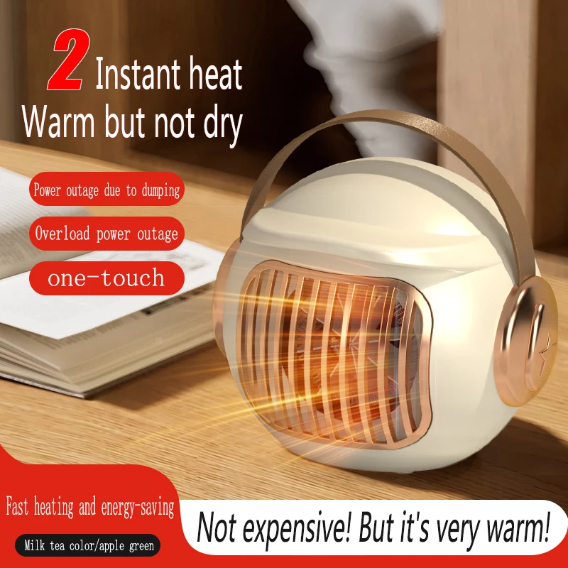

500W Portable Desktop Heater with Dual Safety Protection - Fast Heating in 3 Seconds Quiet Mini Heater for Office And Home Study