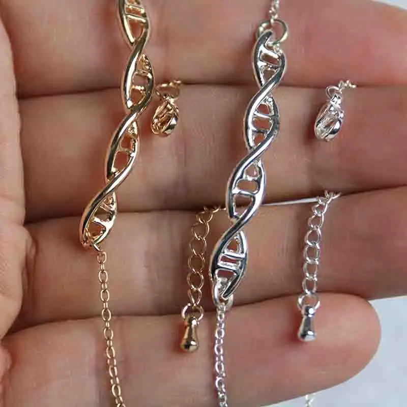 1pc New Arrival DNA Bracelet Science Bangles and Bracelets Silver And Gold Color For Female Girls Cute Jewelry Gift