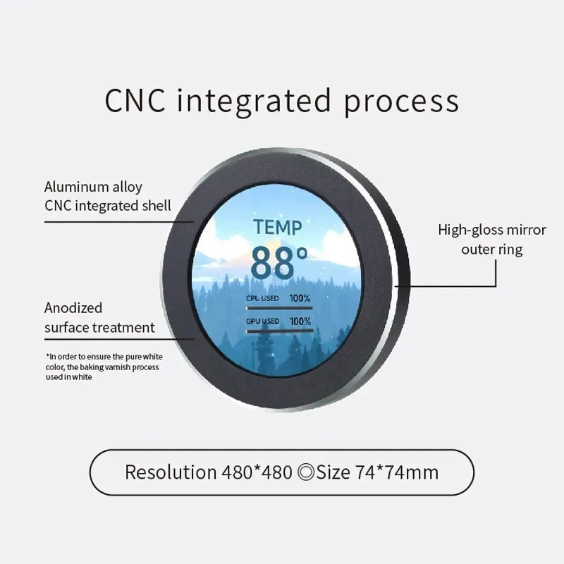 Imagem -03 - Tela Secundária Ips Usb Refrigerado a Água Lcd Redondo Cpu Gpu Monitoramento de Hdd 360 ° Mini pc Gamer Display 21 480x480 sem Aida64
