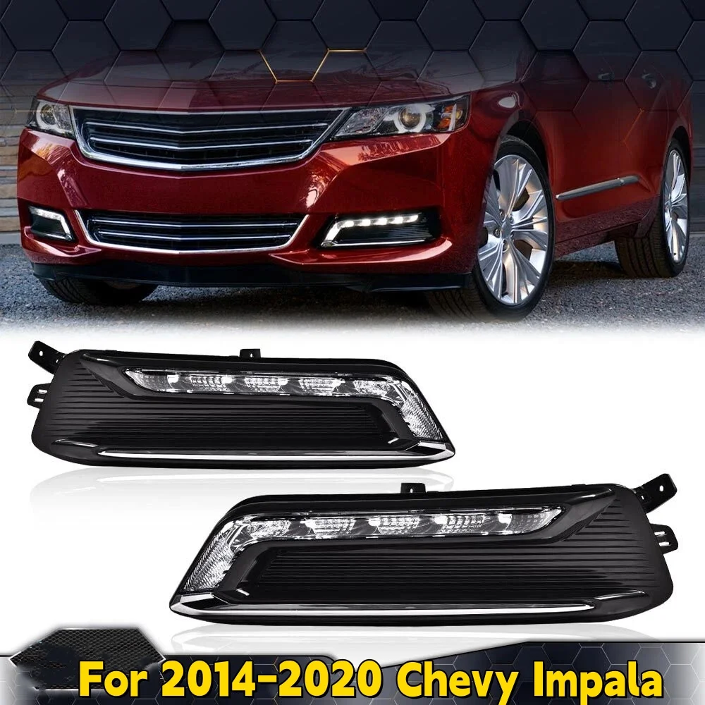 

For 2014-2020 Chevy lmpala Clear Lens LED DRL Fog Lights Pair Wiring Switch Ki