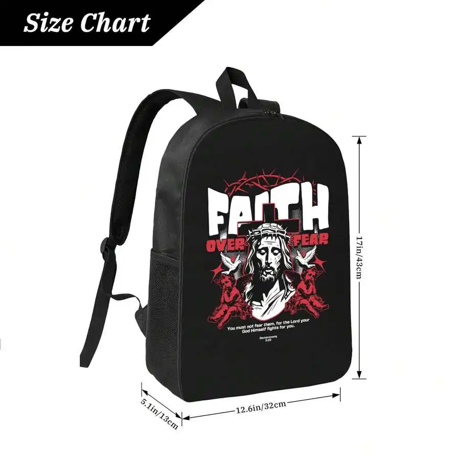 

Faith Over Fear Graphic Backpack Large Capacity Travel Computer Bag For Adults