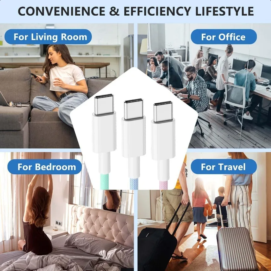 كابل USB C إلى C بطول 10 أقدام لهاتف iPhone 16 15 Pro Pro Max PlusLong C إلى C كابل شحن سريع مضفر لهاتف iPhone 16 15 Samsung G