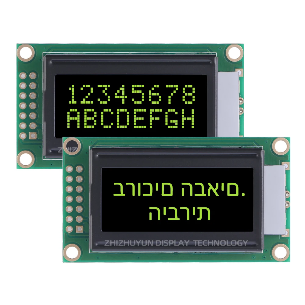 0802b-2 3.3V Hebreew Karakter Lcd Module Btn Zwarte Film Wit Karakter Spanning 3.3V 8*2 Karakter Dot Matrix Scherm