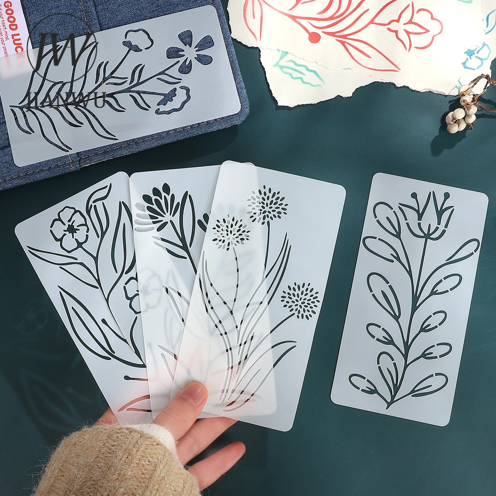 JIANWU 18 قطعة زهرة نباتية عتيقة مادة المناظر الطبيعية المجوفة قالب اللوحة الكولاج ختم الإبداعية لتقوم بها بنفسك غير المرغوب فيه مجلة القرطاسية #1