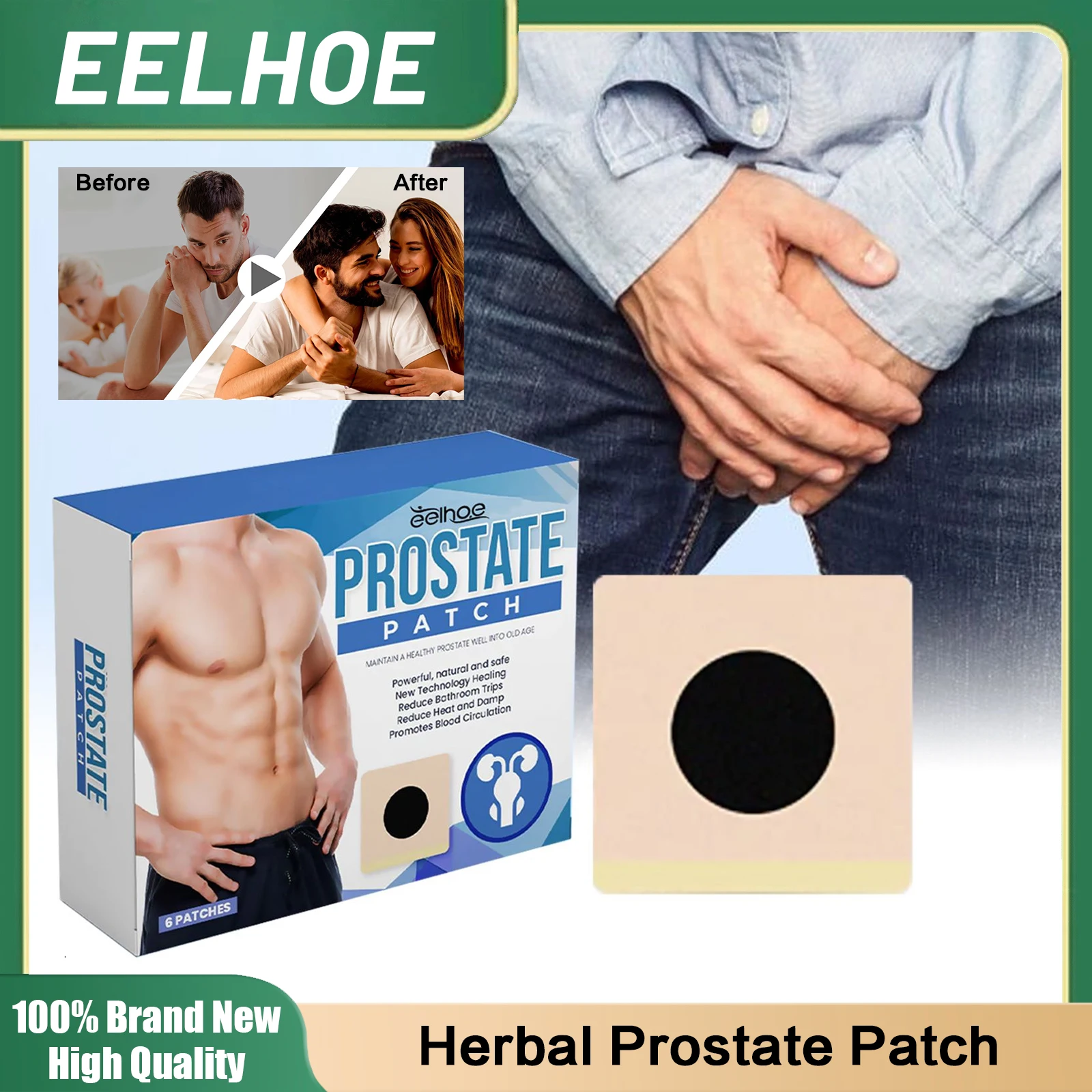 

Herbal Prostate Patch Urethritis Urologic Prostatitis Treatment Strengthen Kidney Men Prostatic Navel Sticker Health Care 6pcs