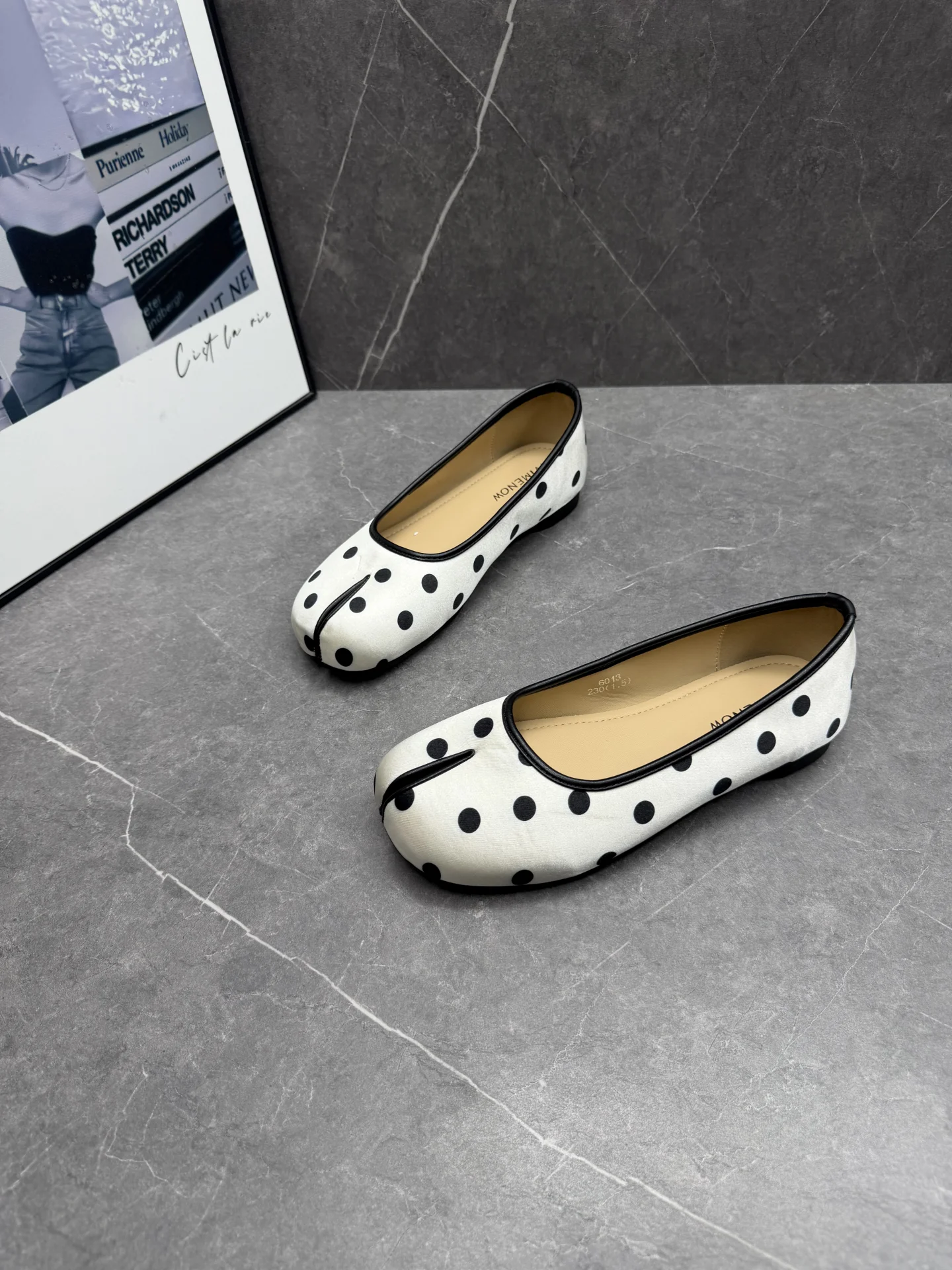 fashionable-polka-dot-slip-on-flat-women's-shoes-spring-summer-korean-style-low-cut-casual-ballet-flats-rubber-outsole